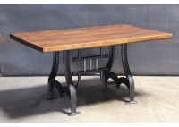 CURVED CAST IRON TABLE BASE W / WOOD TOP